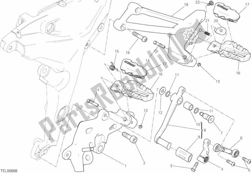 Toutes les pièces pour le Repose-pieds, Gauche du Ducati Multistrada 1200 S ABS USA 2015